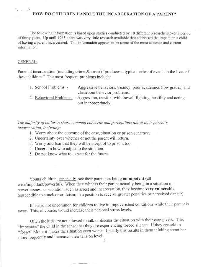 How Do Children Handle the Incarceration of a Parent?